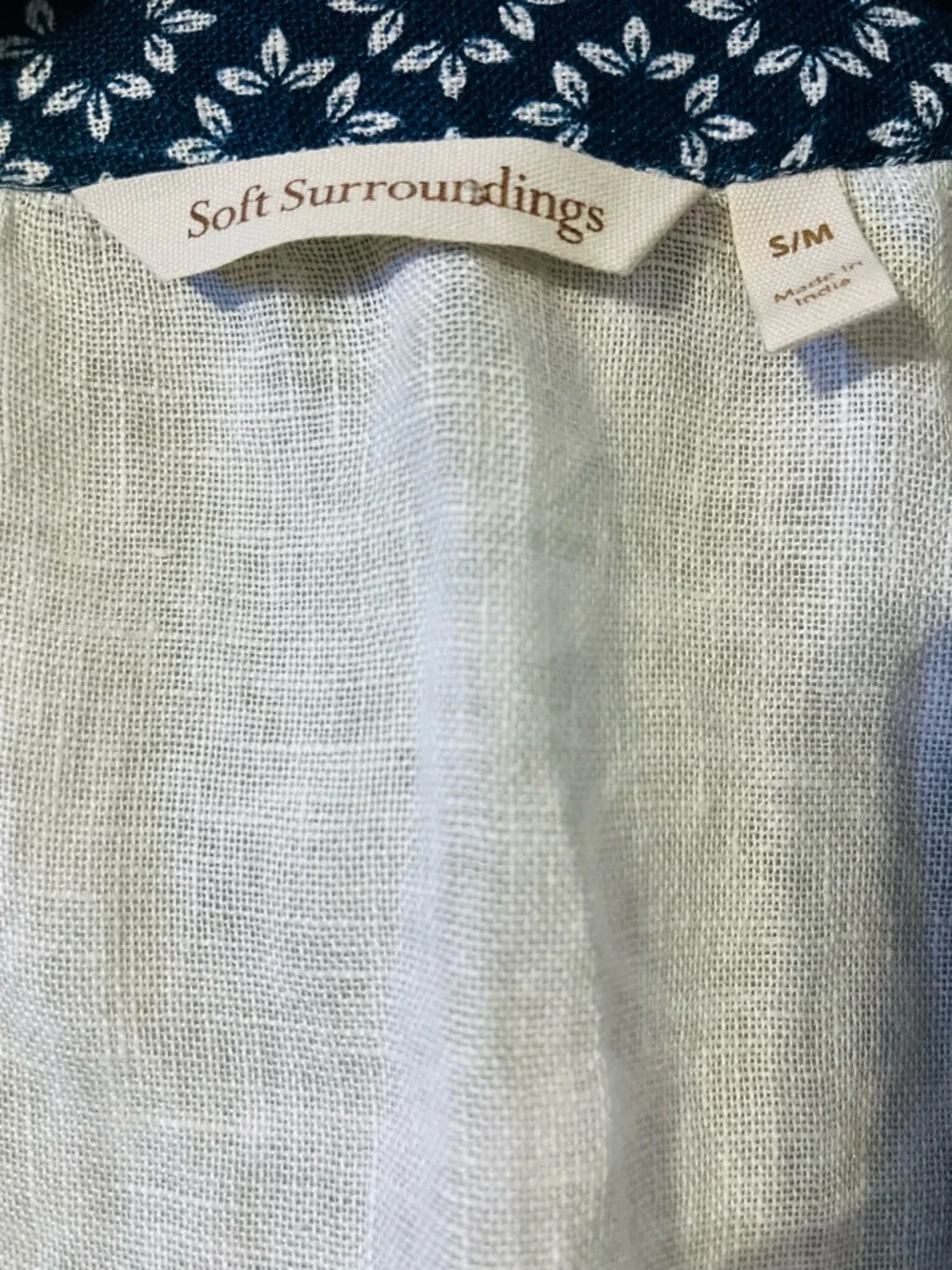 Soft Surroundings “Still Waters” linen kimono topper with beads Sz S/M - Picture 6 of 8